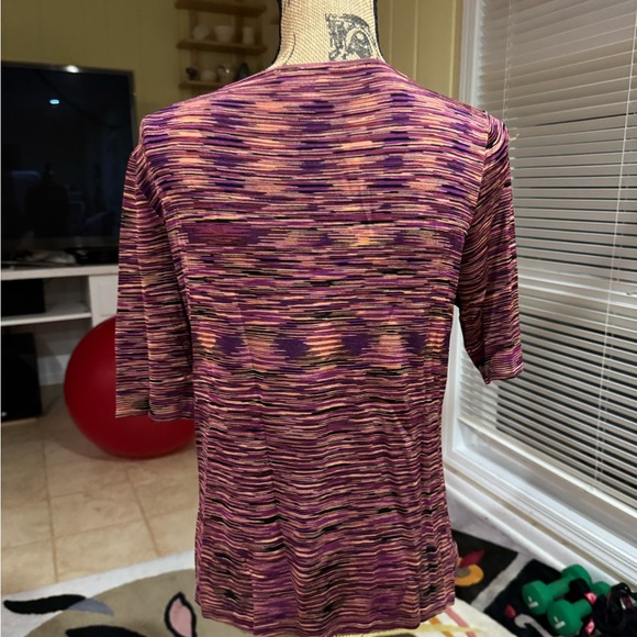 Kate Hill very slick Purple and Pink Drape Neck Blouse quarter sleeve size M - Picture 5 of 11